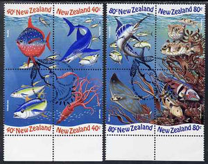 New Zealand 1998 International Year of the Ocean perf set of 8 (2 se-tenant blocks of 4) fine used SG 2206-13