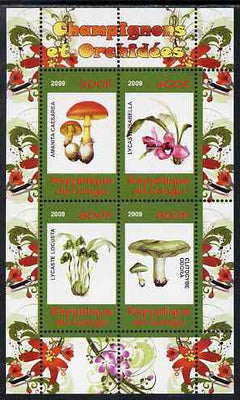 Congo 2009 Fungi & Orchids #1 perf sheetlet containing 4 values unmounted mint