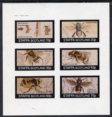 Staffa 1982 Bees (Clerus Apiarius) imperf,set of 6 values (15p to 75p) unmounted mint