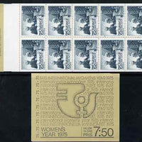 Sweden 1975 International Women's Year 7k50 booklet complete and fine, SG SB298