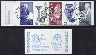 Sweden 1972 King's 90th Birthday 4k75 booklet complete and fine with cds cancels, SG SB279