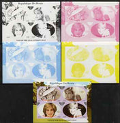 Benin 2009 Princess Diana & Olympics #02 sheetlet containing 4 values, the set of 5 imperf progressive proofs comprising the 4 individual colours plus all 4-colour composite, unmounted mint