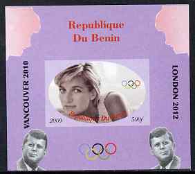 Benin 2009 Princess Diana, Kennedy & Olympics #05 individual imperf deluxe sheet, unmounted mint. Note this item is privately produced and is offered purely on its thematic appeal