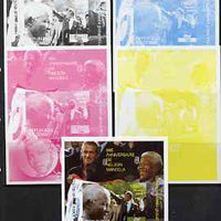 Chad 2008 Nelson Mandela 90th Birthday m/sheet #1 also shows Beckham & Gandhi - the set of 5 imperf progressive proofs comprising the 4 individual colours plus all 4-colour composite, unmounted mint.