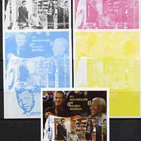 Chad 2008 Nelson Mandela 90th Birthday m/sheet #3 also shows Beckham & Gandhi - the set of 5 imperf progressive proofs comprising the 4 individual colours plus all 4-colour composite, unmounted mint.