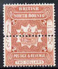 North Borneo 1888 Arms $2 perforated colour trial in orange with additional horiz row of perforations through centre fresh mounted mint, as SG 48