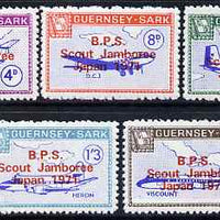 Guernsey - Sark 1971 Scout Jamboree overprint in red on Aircraft perf set of 5 unmounted mint