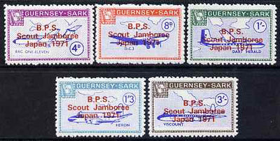 Guernsey - Sark 1971 Scout Jamboree overprint in red on Aircraft perf set of 5 unmounted mint