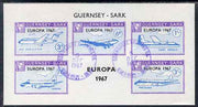 Guernsey - Sark 1967 Europa overprint on Aircraft imperf m/sheet find cds used, Rosen CS 114MS