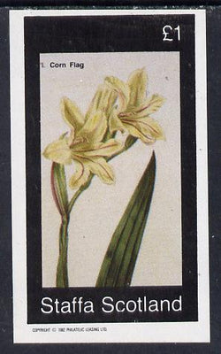 Staffa 1982 Flowers #04 (Corn Flag) imperf souvenir sheet (£1 value) unmounted mint