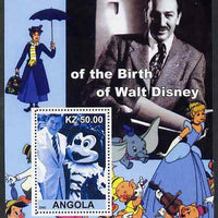 Angola 2002 Birth Centenary of Walt Disney #08 perf s/sheet - Mickey Mouse & Ronald Reagan unmounted mint