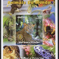 St Thomas & Prince Islands 2005 Animals of the World - Leopard imperf s/sheet with Rotary Logo unmounted mint