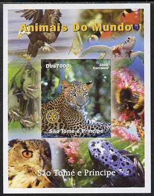 St Thomas & Prince Islands 2005 Animals of the World - Leopard imperf s/sheet with Rotary Logo unmounted mint