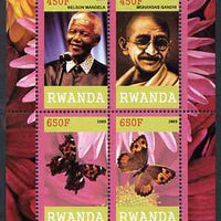 Rwanda 2009 Great Humanist #1 - Mandela & Gandhi plus Butterflies perf sheetlet containing 4 values unmounted mint