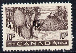 Canada 1950-51 10c Drying Furs overprinted 'G' SG O191