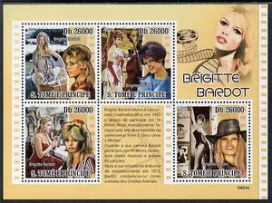 St Thomas & Prince Islands 2009 Brigitte Bardot perf sheetlet containing 4 values unmounted mint