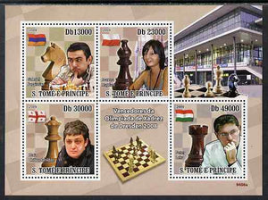 St Thomas & Prince Islands 2009 Winners Dresden Chess Olympiad perf sheetlet containing 4 values unmounted mint