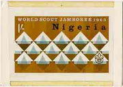 Nigeria 1963 11th World Scout Jamboree - original hand-painted artwork for 1s value by M Goaman on board size 6.5"x4"