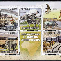 St Thomas & Prince Islands 2009 Trains & Animals of Africa perf sheetlet containing 4 values unmounted mint