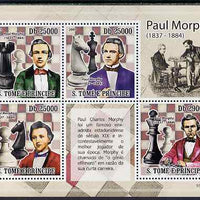 St Thomas & Prince Islands 2009 Chess - Paul Morphy perf sheetlet containing 4 values unmounted mint