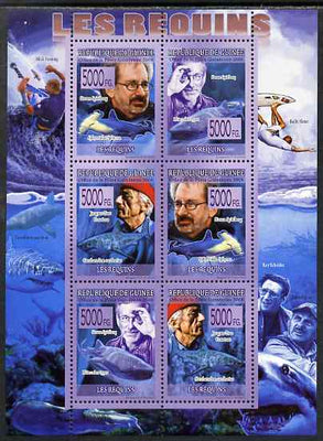 Guinea - Conakry 2009 Sharks (with Jacques Cousteau & Steven Spielberg) perf sheetlet containing 6 values unmounted mint