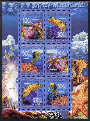 Guinea - Conakry 2009 Marine Life perf sheetlet containing 6 values unmounted mint