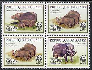 Guinea - Conakry 2009 WWF - Wild Boar perf set of 4 in se-tenant block unmounted mint