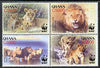 Ghana 2004 WWF - Lions perf set of 4 in se-tenant block unmounted mint SG 3432-5