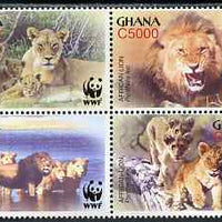 Ghana 2004 WWF - Lions perf set of 4 in se-tenant block unmounted mint SG 3432-5