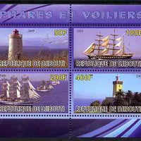 Djibouti 2009 Lighthouses and Ships #2 perf sheetlet containing 4 values unmounted mint