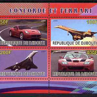 Djibouti 2009 Concorde and Ferrari #1 perf sheetlet containing 4 values unmounted mint