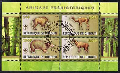 Djibouti 2009 Prehistoric Animals with Scout Logo #1 perf sheetlet containing 4 values fine cto used