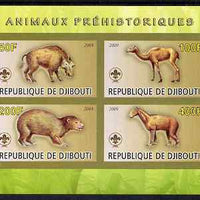 Djibouti 2009 Prehistoric Animals with Scout Logo #1 imperf sheetlet containing 4 values unmounted mint