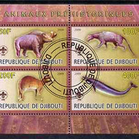 Djibouti 2009 Prehistoric Animals with Scout Logo #3 perf sheetlet containing 4 values fine cto used