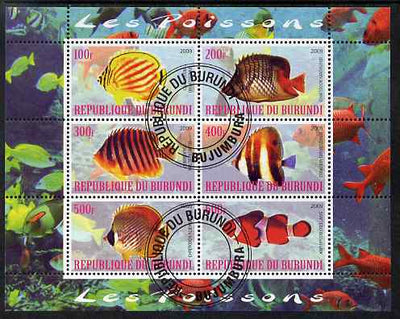 Burundi 2009 Tropical Fish #1 perf sheetlet containing 6 values fine cto used