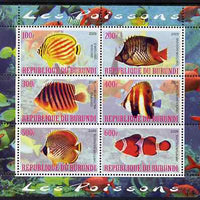 Burundi 2009 Tropical Fish #1 perf sheetlet containing 6 values unmounted mint