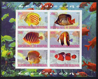 Burundi 2009 Tropical Fish #1 imperf sheetlet containing 6 values unmounted mint