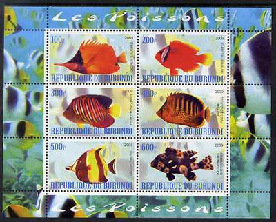 Burundi 2009 Tropical Fish #2 perf sheetlet containing 6 values unmounted mint