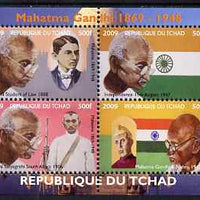 Chad 2009 Mahatma Gandhi perf sheetlet containing 4 values unmounted mint. Note this item is privately produced and is offered purely on its thematic appeal.