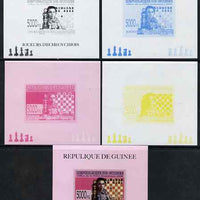 Guinea - Conakry 2008 Chinese Chess Champions - Ni Hua,individual deluxe sheet - the set of 5 imperf progressive proofs comprising the 4 individual colours plus all 4-colour composite, unmounted mint