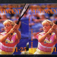 St Vincent - Bequia 1988 Tennis $1.25 (Carlene Basset) imperf horiz pair unmounted mint*