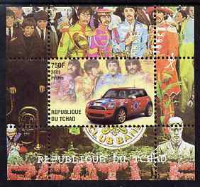 Chad 2009 50th Anniversary of the Mini featuring The Beatles #1 individual perf deluxe sheet unmounted mint. Note this item is privately produced and is offered purely on its thematic appeal