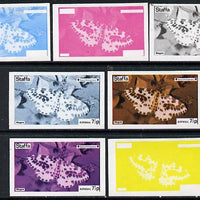 Staffa 1974 Butterflies & Scout Anniversary 7.5p (Magpie) set of 7 imperf progressive colour proofs comprising the 4 individual colours plus 2, 3 and all 4-colour composites unmounted mint