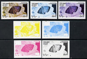 Oman 1974? Scout Anniversary - Butterflies 1b (Purple Hairstreak) set of 7 imperf progressive colour proofs comprising the 4 individual colours plus 2, 3 and all 4-colour composites unmounted mint