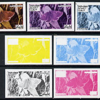 Oman 1974? Scout Anniversary - Butterflies 3b (Scotch Brown Argus) set of 7 imperf progressive colour proofs comprising the 4 individual colours plus 2, 3 and all 4-colour composites unmounted mint