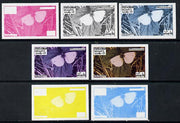 Oman 1974? Scout Anniversary - Butterflies 5b (Green-Veined White) set of 7 imperf progressive colour proofs comprising the 4 individual colours plus 2, 3 and all 4-colour composites unmounted mint