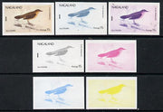 Nagaland 1974 Birds (with Scout Emblems) 15c (Warbler) set of 7 imperf progressive colour proofs comprising the 4 individual colours plus 2, 3 and all 4-colour composites unmounted mint