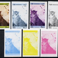 Dhufar 1974 Scout Anniversary (Wildlife) 3b (Cheetah) set of 7 imperf progressive colour proofs comprising the 4 individual colours plus 2, 3 and all 4-colour composites unmounted mint