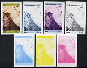 Dhufar 1974 Scout Anniversary (Wildlife) 3b (Cheetah) set of 7 imperf progressive colour proofs comprising the 4 individual colours plus 2, 3 and all 4-colour composites unmounted mint