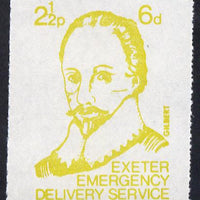 Great Britain 1971 Exeter Emergency Delivery Service 2.5p-6d label depicting Gilbert unmounted mint